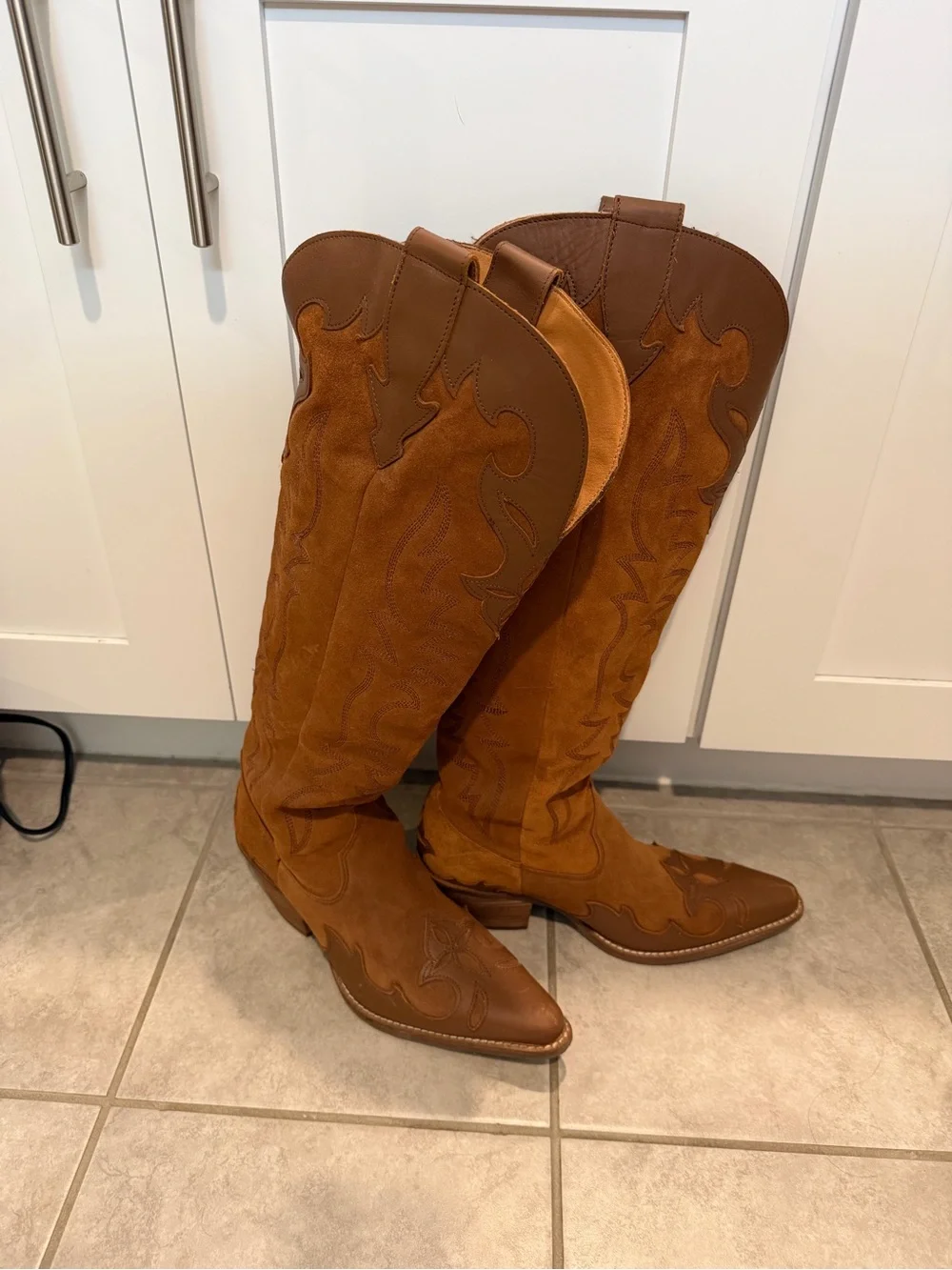 dingo Chestnut Brown Suede Over-the-Knee Western Boots
